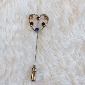 Sterling silver Anson hat pin rhinestone brooch